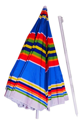 Set of 2 Beach Accessories: Multicolor Umbrella + Sand Bag for Camping and Beach 5