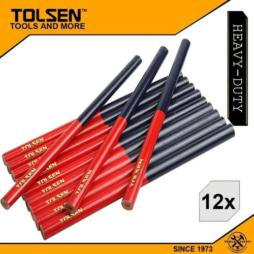 Tolsen Double Color Carpenter Pencil Blue/Red 12 Units 42022 1