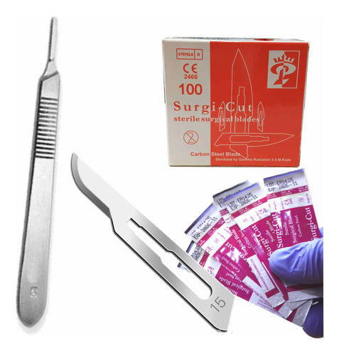 Kit Mango Bisturi N3 + 10 Blades N15 Dermaplaning Podiatry 0