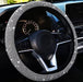 Black Suede Steering Wheel Cover with Diamond Plate Silver Trim 38cm 1