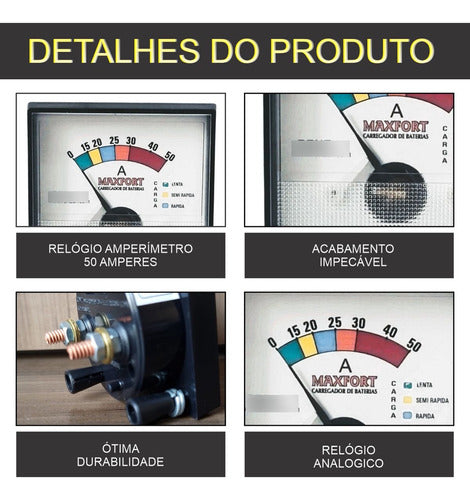 Relógio Amperímetro P/ Carregador De Bateria 50a Jts002,03,4 3