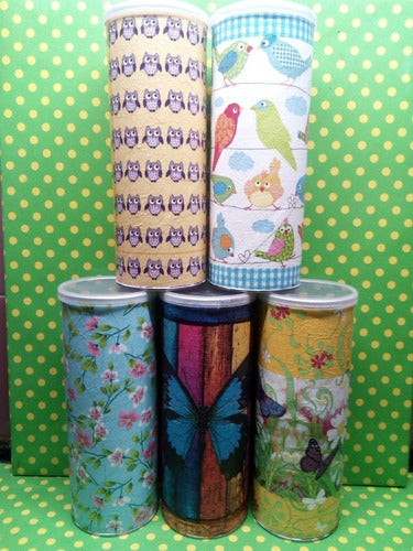 Recycled Tube Bags Holder with Decoupage 3