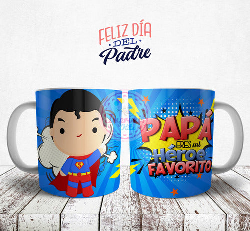 Plantillas Tazas Día Del Padre Super Papá Superheroe Sublima 4