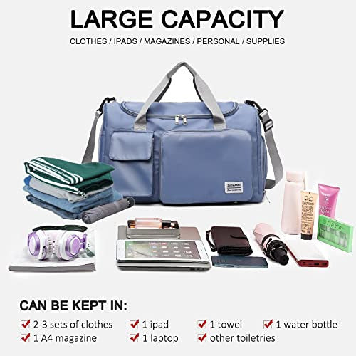Foldable Gym Bag Women's Travel Duffle with Shoe Compartment & Wet Pocket 3