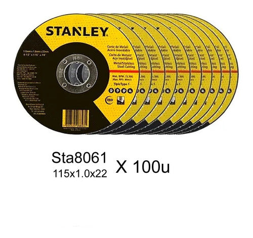 Stanley Caja Set 100 Discos Corte Amoladora 115 1.0mm 1