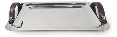 Acermel Rectangular Stainless Steel Tray with Leather Handles 50cm 0