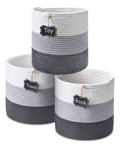 IPOW 3 Pack 11 X 11 X 11 Storage Baskets Rope D 0