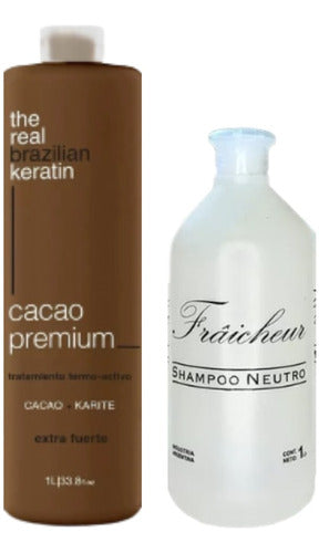 Brazilian Alisado Cacao Premium Real Brazilian X 1 L + 1 Shampoo Neutro 1 L 0