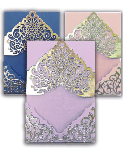 OASIS CREACIONES 20 Laser-Cut Crown Invitations Envelopes for 15th Birthday, Wedding 0