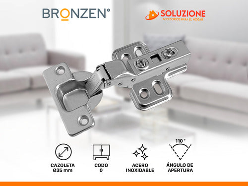 Bronzen Soft Close 35mm 9 Bend Stainless Steel Hinge X 12 Units 4