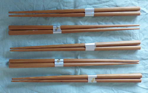 Set 5 Pares Palitos Chinos Sushi Chopsticks Bambú 1