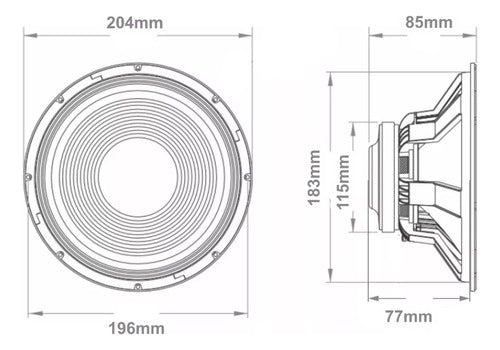 JBL 8MG600 4R 8-Inch Woofer Mid-Bass 300W RMS 4 Ohm 2