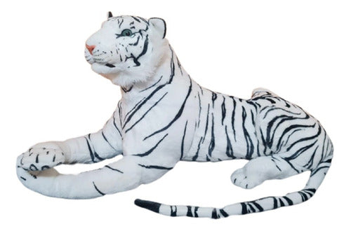 Giant 1.10m White and Brown Plush Tiger 1