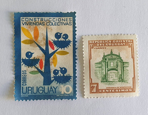 Dos Estampillas De Uruguay 0