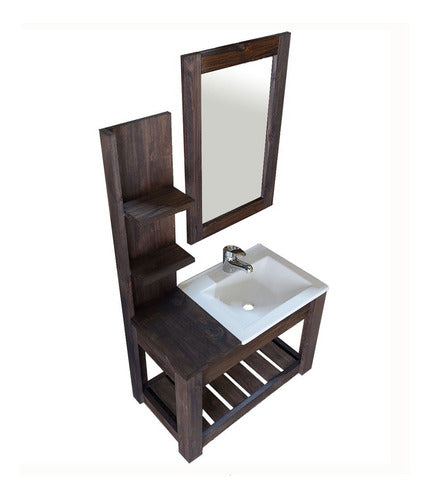 70cm Hanging Wood Vanity with Basin and Mirror - Free Shipping 120