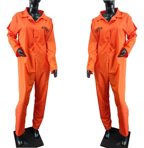 CARISOL DISFRACES Orange Prisoner Jumpsuit Costume for Adults 0