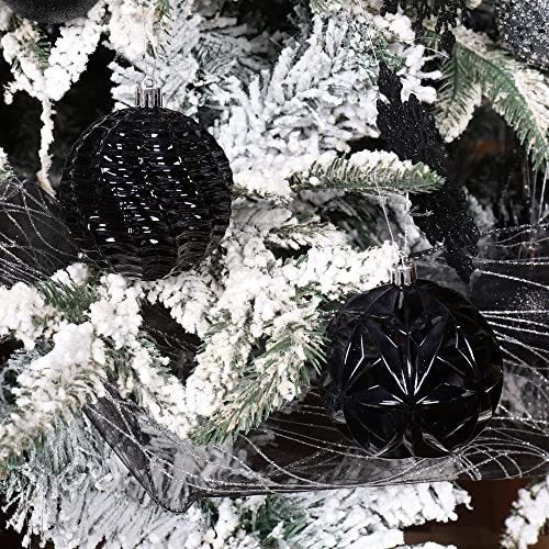 Adornos De Bolas De Navidad (8cm Negro) 20un 4