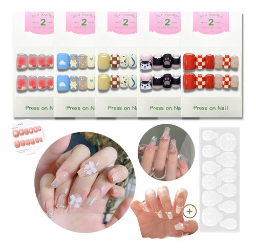 DD2 Square Press-On Nails 24pcs with Adhesive 2