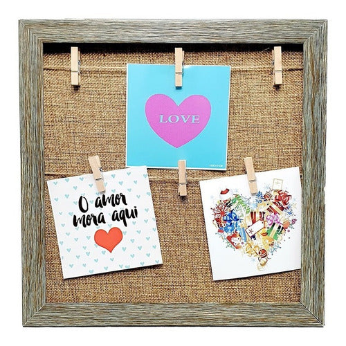 Decorative Wooden Picture Frame with Clips for Photos 30x30 24