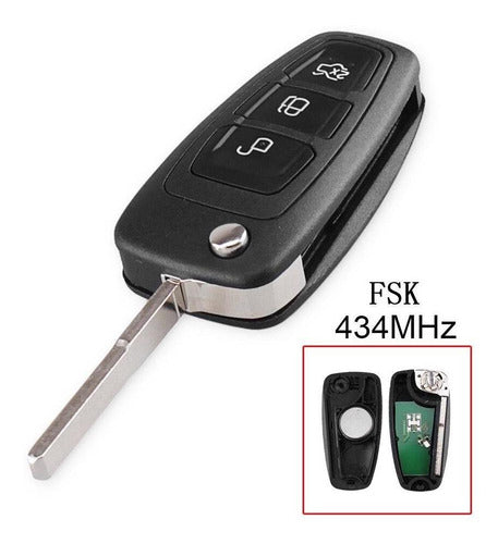 Complete 3-Button Flip Key Remote 433mhz HU101 1