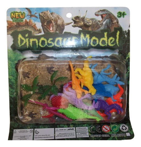 Set Kit Juego Dinosaurios De Goma Colores Vivos 12 Piezas 0