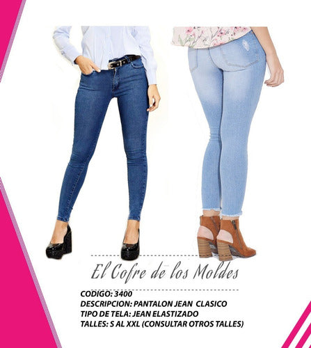 Molde Digital Pantalon Jean Elastizado Patron Pack 5 Talles! 1