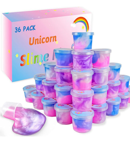 Kit De Slime Unicornio Para Niños, 36 Paquetes Elástico 0