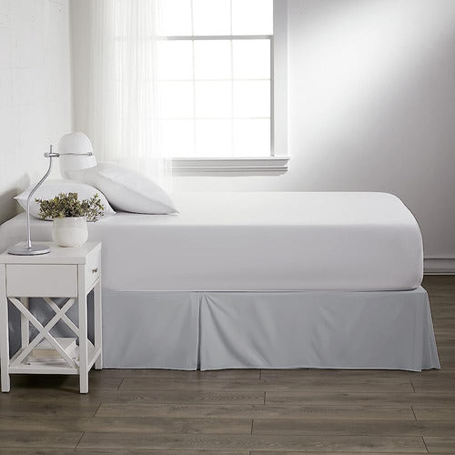 Linen Market Light Gray Pleated Bed Skirt, Full 2