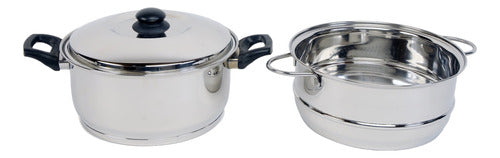 Golden Art Casserole + Steamer 24 Cm Premium Stainless Steel 18/10 2