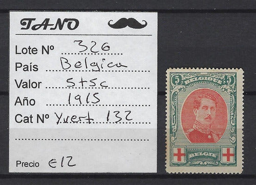 TANO Bélgica 5+5 Cent Año 1915 Yvert#132 1