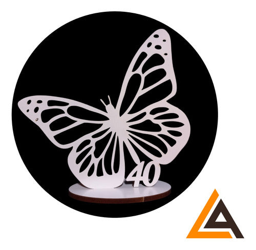 Set of 6 Butterfly Cut-Out Centerpieces with Customizable Name and Number MDF 1