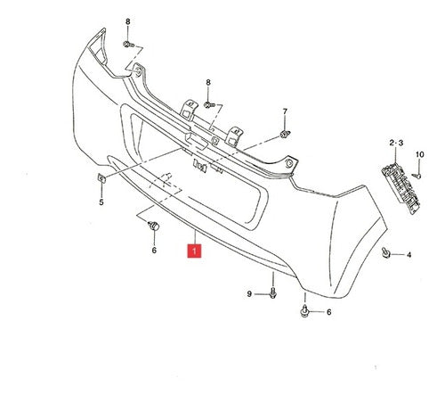 Parachoque Trasero Negro Liso Suzuki Celerio 2010-15 0