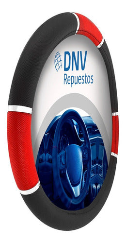 Cubre Volante Pvc 38cm Con Reflector Negro Y Rojo Universal 0