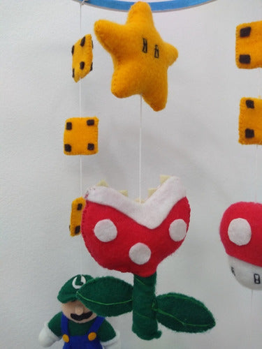 Handcrafted Felt Mario Baby Crib Mobile + Gift !!! 5