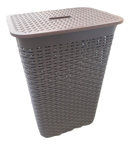 Macom Rattan Plastic Laundry and Toy Basket with Lid 6