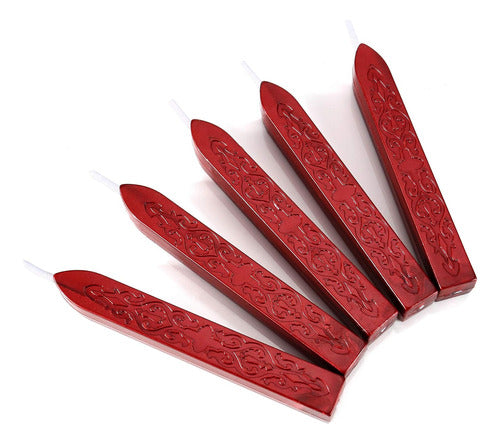 Yoption Red Metallic Wax Sticks with Wick, 127 cm, 5 Units 1