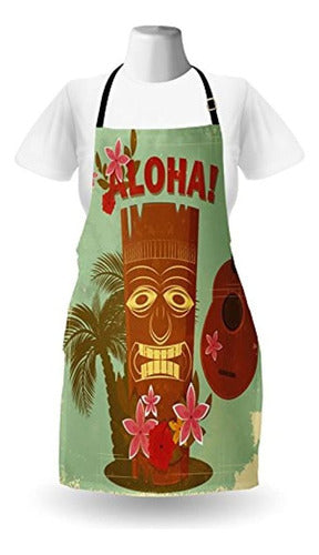 Lunarable Vintage Hawaiian Apron - Old School Hawaiian Mr 0