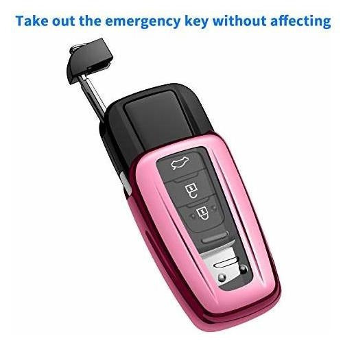 Pink Car Key Cover with Keychain for Toyota Models 2018-2023 - Soft TPU 360 Protection 2