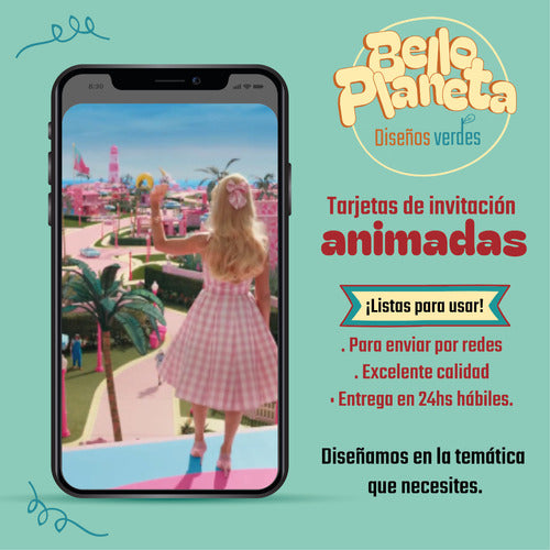 Animated Barbie Movie Digital Invitation (Two Variants) 3