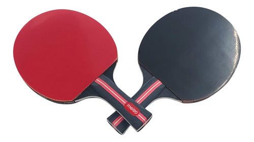 Set of 2 Table Tennis Paddles and 3 Balls by Meiso SPALPP Wood 4