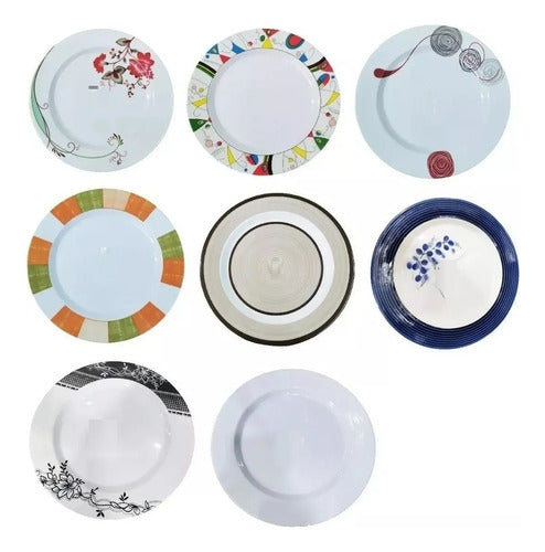 Set of 6 Melamine Flat Plates, Various Designs, 25cm 19