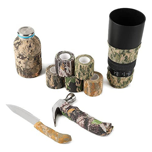 Yoo & Main 12 Roll Camouflage Tape Self Adherent Cohesive Bandage Wrap Rifle Shotgun Camo Wrap Tape Military Camo 5