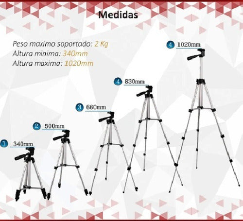 GENÉRICA Tripod Aluminum Folding + Mobile Phone Adapter Free Shipping 3