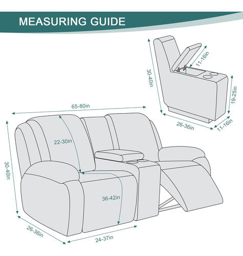 Ruaozz Loveseat Recliner Covers with Console - 4 Piece Set 1