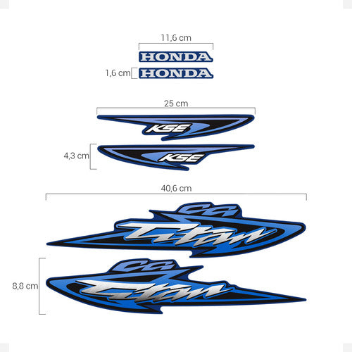 Kit Adesivos Compatível Honda Cg Titan Kse 2003 Moto Azul 3