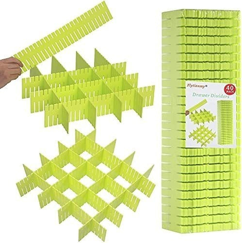 40 Organizadores Separadores Para Cajones 32x7 Cm Verde 0