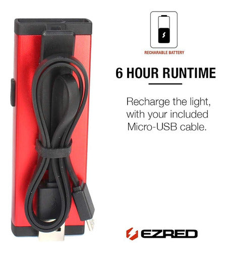 E-Z Rojo SPR200BK 200 Lm Recargable Cob Led Luz De Bolsillo 3