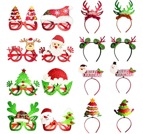 Decodinli 16 Christmas Glasses and Headbands 0