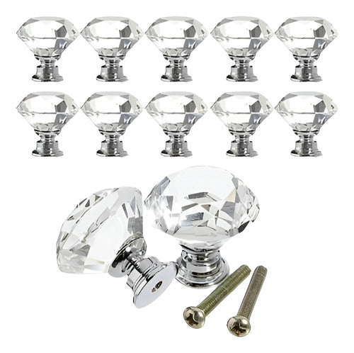 Diamante Crystal Door Dresser Knobs - 10x Cajonera De Muebles 0