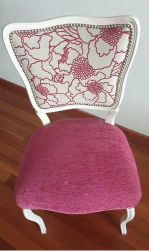 Silla Antigua Vintage Estilo Francés Luis Xv Rosa Blanco 3